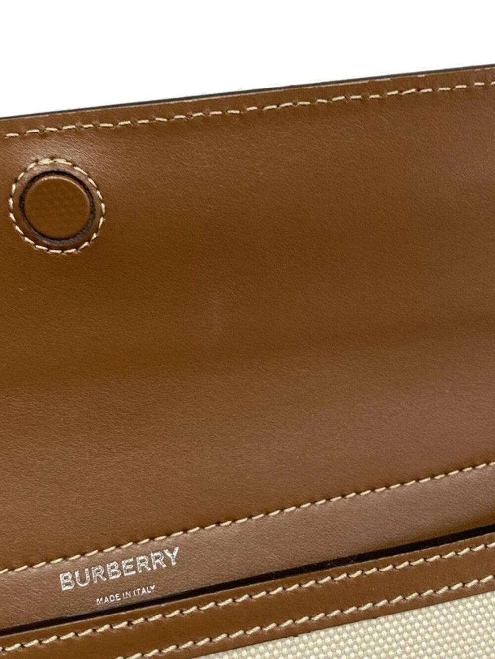 Burberry Cream Brown Canvas Leather Handbag - Picture 12 of 15